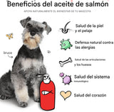 Aceite de salmón para perros y gatos, piel y pelaje saludables, aceite de pescado, Omega 3 EPA DHA