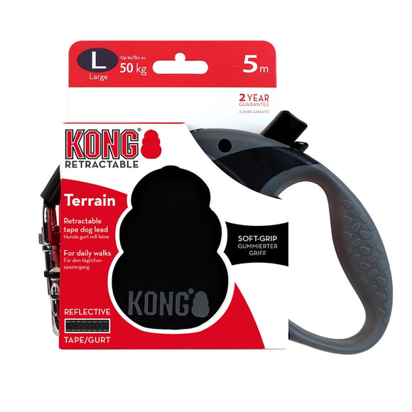 KONG CORREA RETRACTIL TERRAIN LARGE NEGRA 50 KG