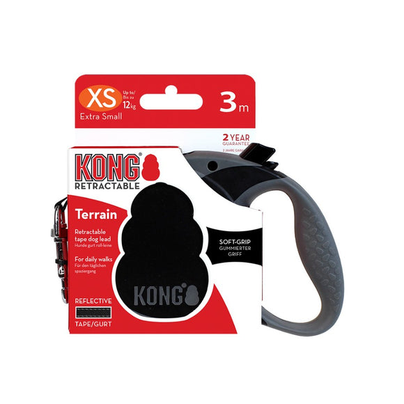 KONG CORREA RETRACTIL TERRAIN X-SMALL NEGRA 12 KG