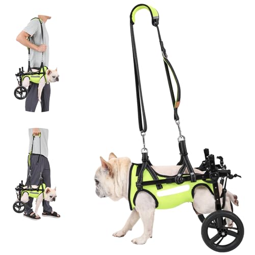 Silla de ruedas ajustable para perro con ropa de alta visibilidad, correa para perro, silla de ruedas para perro con elevación para patas traseras, máximo 22 libras