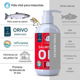 Aceite de salmón para perros y gatos, piel y pelaje saludables, aceite de pescado, Omega 3 EPA DHA