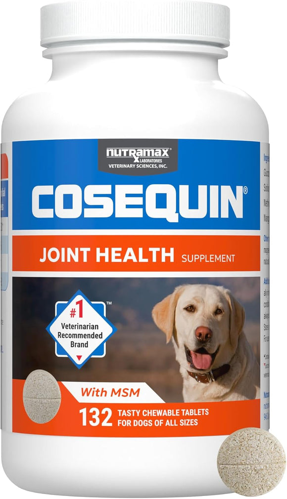COSEQUIN - Suplemento de articulaciones de máxima resistencia Plus MSM - con glucosamina y condroitina - para perros de todos los tamaños