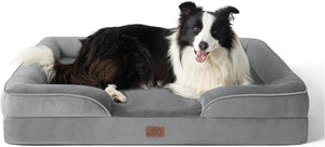 Cama ortopédica para perros con funda extraíble lavable, forro impermeable y parte inferior antideslizante, color gris