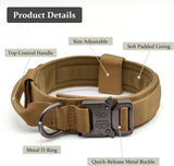 Collar táctico para perros de Guardia, collar ajustable de nailon para entrenamiento militar con mango de control y hebilla metálica de liberación rápida pesada.