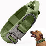 Collar táctico para perros de Guardia, collar ajustable de nailon para entrenamiento militar con mango de control y hebilla metálica de liberación rápida pesada.