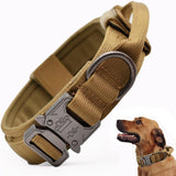 Collar táctico para perros de Guardia, collar ajustable de nailon para entrenamiento militar con mango de control y hebilla metálica de liberación rápida pesada.