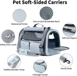 Transportador para gatos pequeños de lados suaves, bolsa de viaje grande para gatos con 4 ventanas de malla