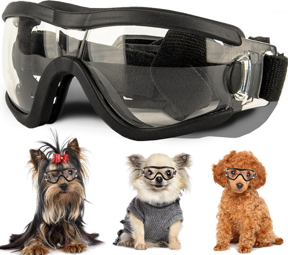 Gafas de sol para perros pequeños con correa ajustable protección UV para perros pequeños.