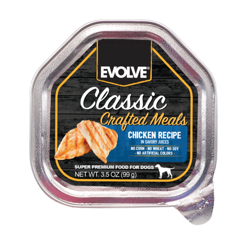 EVOLVE DOG CLASSIC BANDEJA  CRAFTED MEALS POLLO 99 Gr.