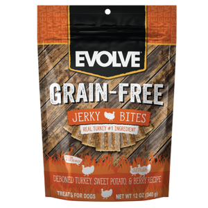 EVOLVE DOG SNACK GRAIN FREE JERKY - PAVO 340 Grs.