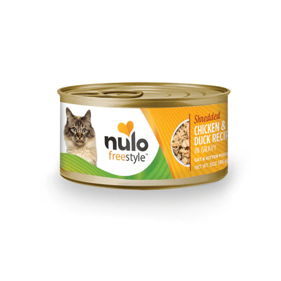 NULO CAT FS GRAIN FREE SHREDDED- TIRILLAS POLLO & PATO LATA 3 OZ - 85 GR