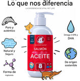 Aceite de salmón para perros y gatos, piel y pelaje saludables, aceite de pescado, Omega 3 EPA DHA
