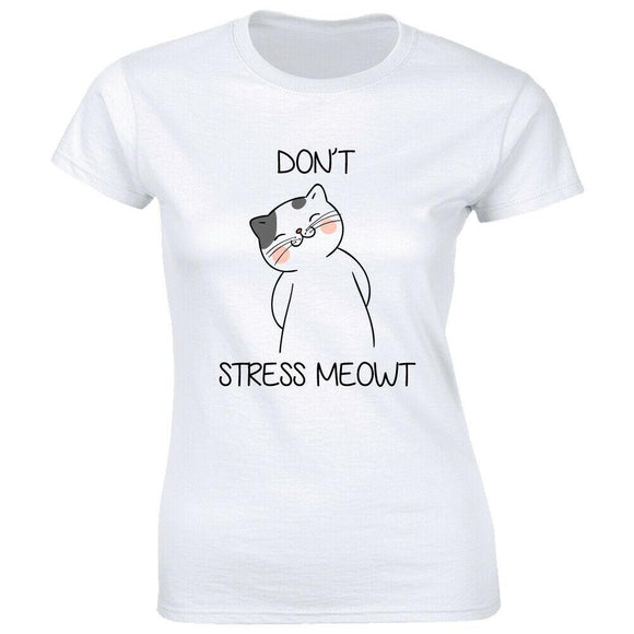 Don't Stress Meowt Camiseta para mujer Cute Kitty Cat Animal Lovers Pet Owner Tee - Silycon Pet Colombia