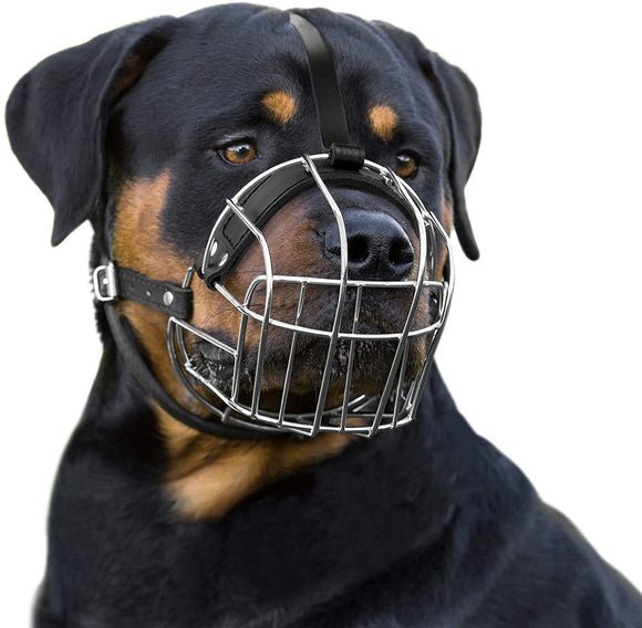 Bozal de alambre para perros grandes con correas de piel ajustables - Silycon Pet Colombia