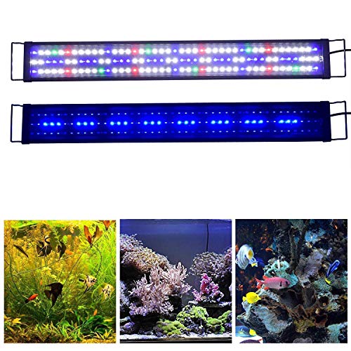 Luz LED de espectro completo para acuario mejorada, lámpara de capó de 36 a 48 pulgadas para plantas marinas de agua dulce, luz de decoración multicolor, 35.4-47.2 in