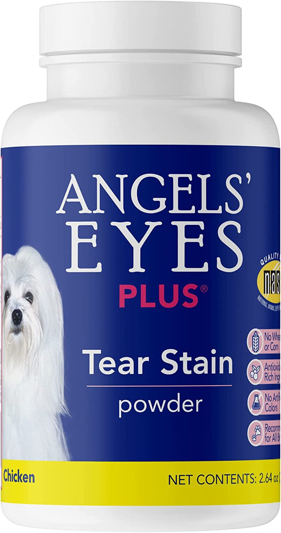 Angels' Eyes PLUS Pollo en polvo para prevención de manchas de desgarro para perros y gatos.