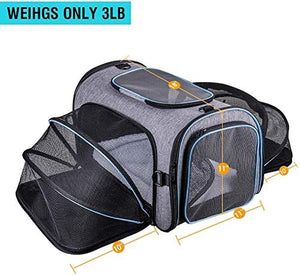 transportador de viaje de 4 lados expandible para gatos y cachorros pequeños