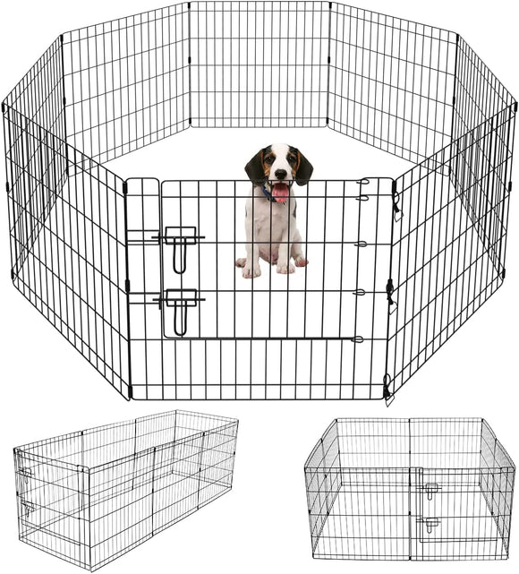 Corral Metálico Plegable para Perros de 8 Paneles