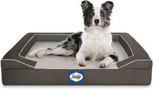 Sealy Lux - Cama ortopédica de cuatro capas con gel de enfriamiento para perro, L, Gris moderno