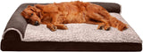 Furhaven - Cama para perro de espuma de gel refrescante, estilo diván en forma de L, de felpa y estampado de almendras, almendras azules, talla jumbo (XL)