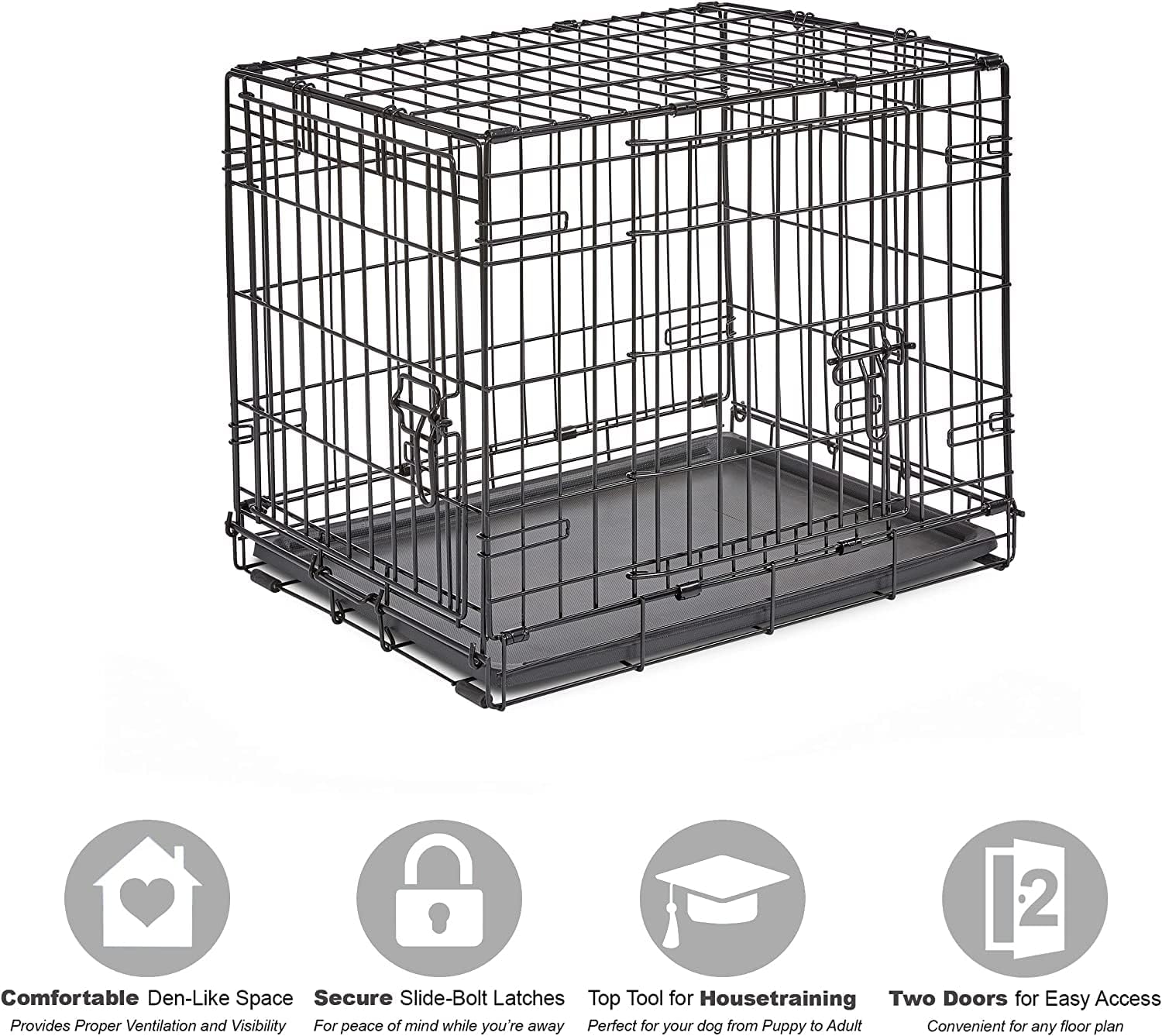 Jaula de metal para perros, con puerta simple o doble, plegable de New  World, Puerta única, 42 - pulgadas, Negro