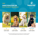 NaturVet Quiet Moments - Suplemento calmante para perros – Ayuda a promover la relajación, reducir el estrés, ansiedad por tormentas, mareo por movimiento para perros – Sabrosos masticables suaves para mascotas con melatonina