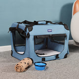 Petprsco Jaula plegable portátil para perros, caja de viaje para perros de 24 x 17 x 17 pulgadas, con manta incluida