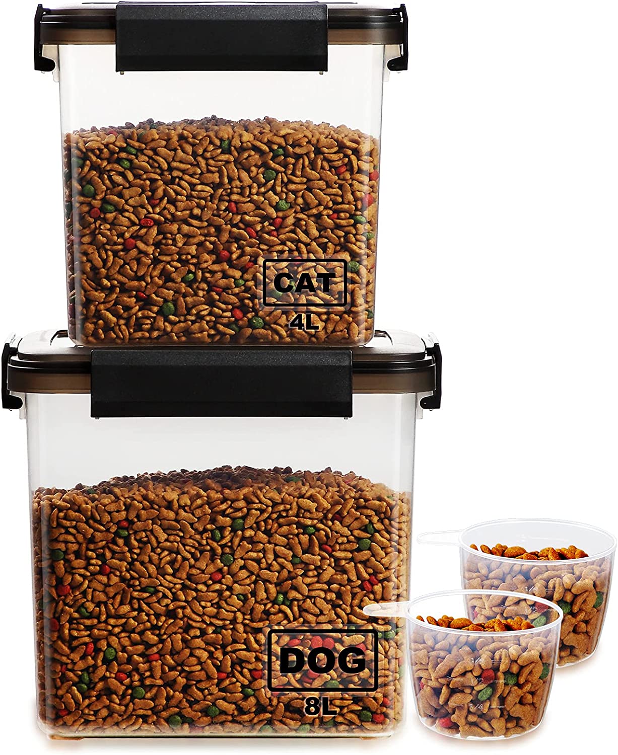 TBMax Contenedor de almacenamiento de alimentos para perros de 5 a 7  libras, recipiente hermético de comida para gatos con boquilla grande y  taza
