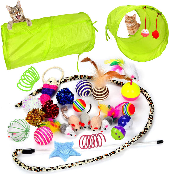 Kitten Toys - Juguetes para gatos de 24 piezas con un túnel plegable para gatos - Silycon Pet Colombia